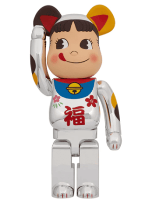 BE@RBRICK MANEKINEKO PEKO-CHAN GOOD LUCK SILVER PLATED 1000％